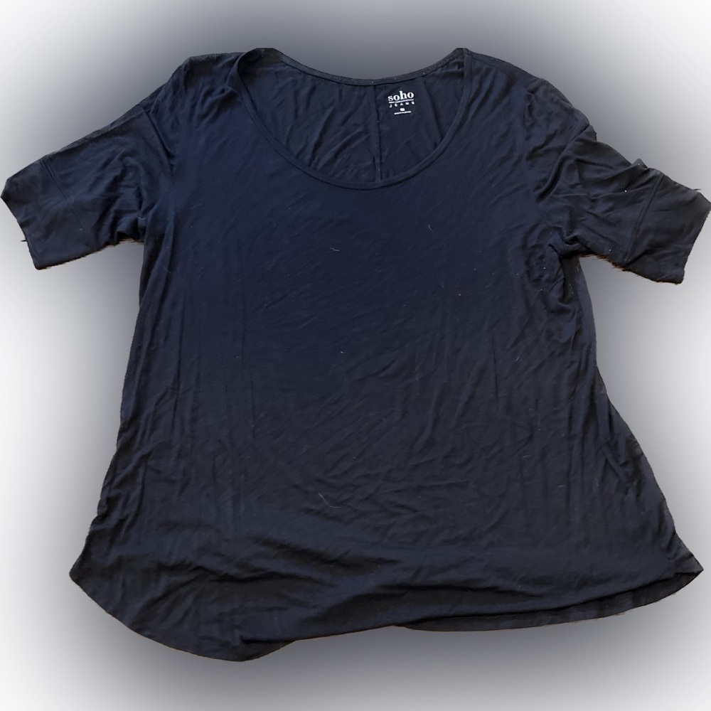 NY&CO Soho Jeans black elbow sleeve circle hem tee
